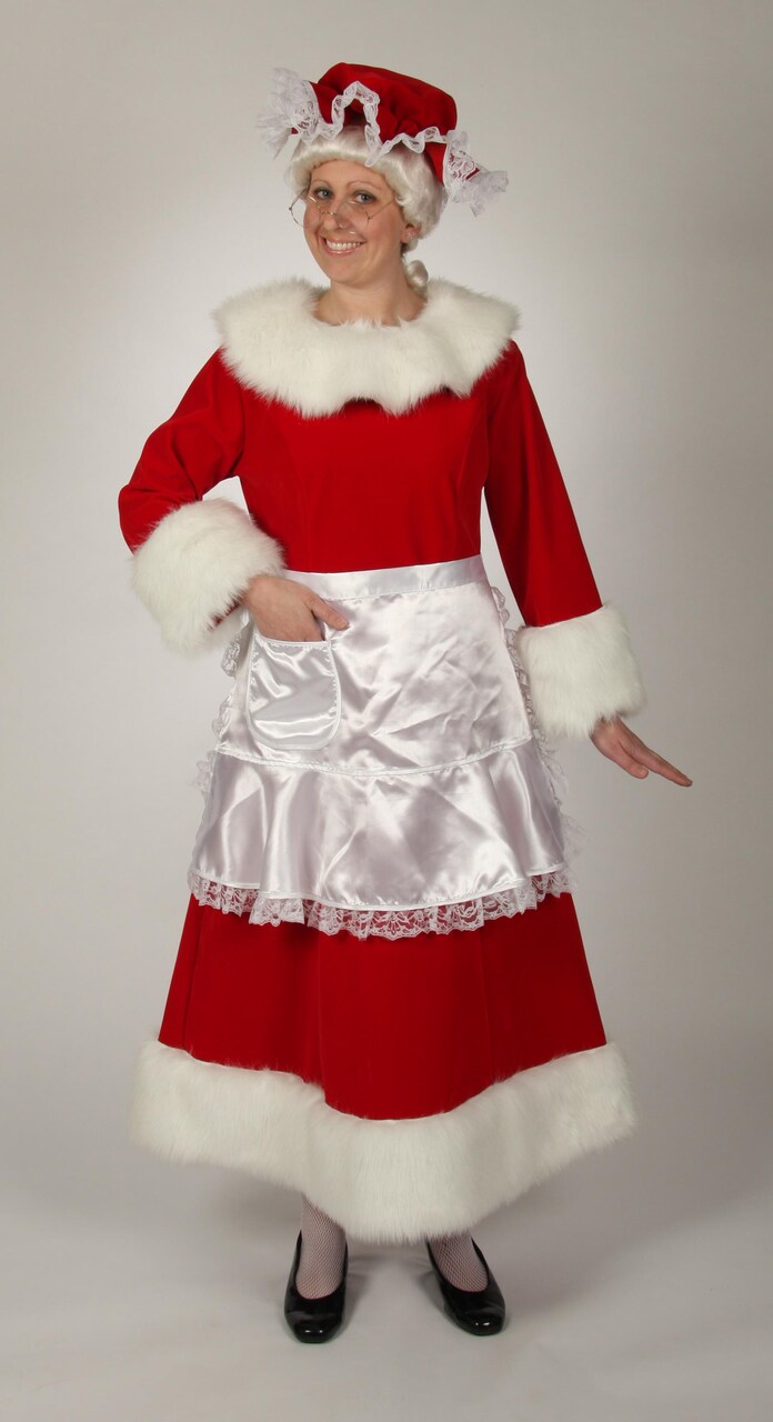 The Costume Center 3 Piece Regal Red Velvet Mrs. Claus Dress with White Trim – Size Large